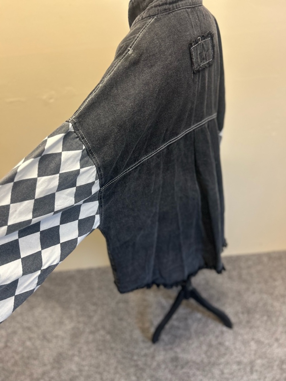POL Black and White Checker Denim Shacket NEW Size XL - Picture 6 of 9
